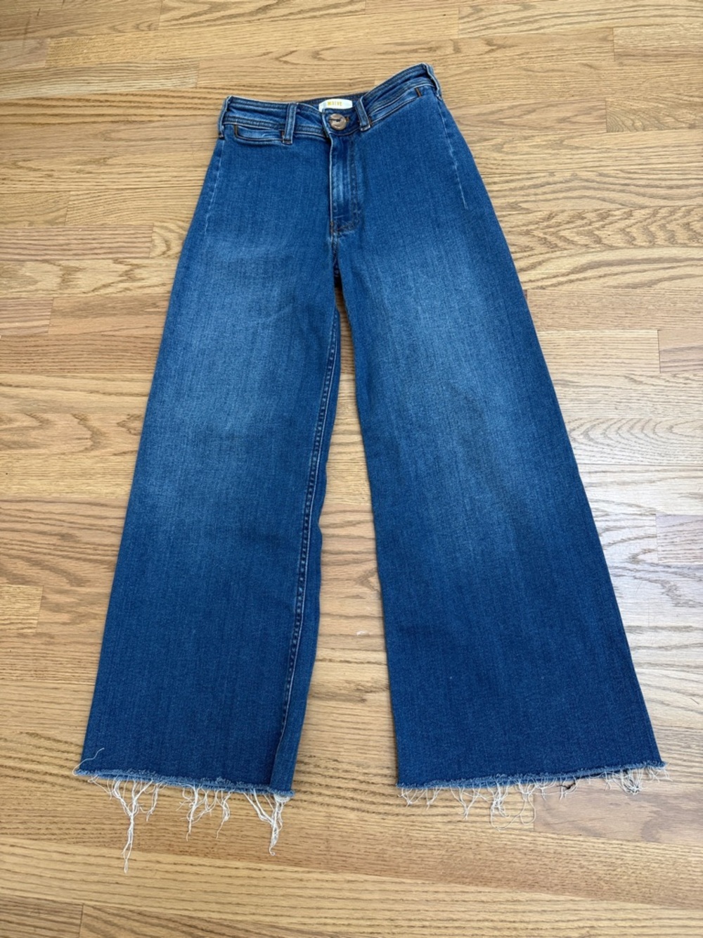 Maeve Wide-Leg High-Rise Jeans in Deep Blue